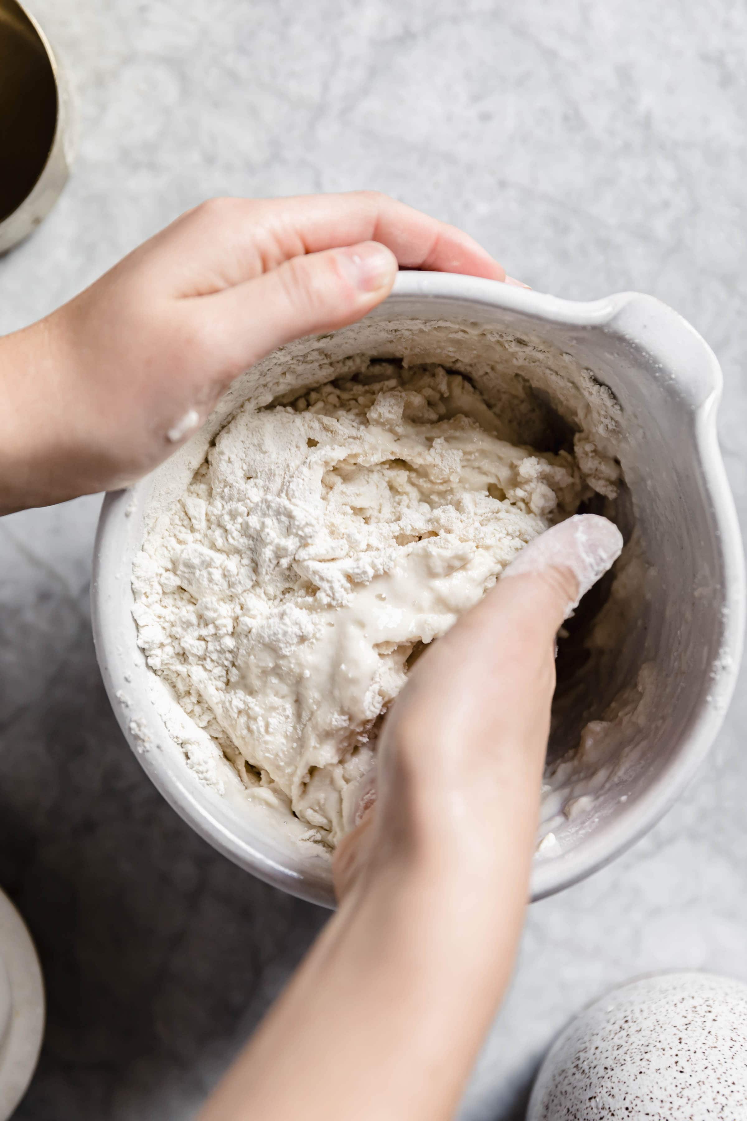 overhead shot of 30 minute pizza dough