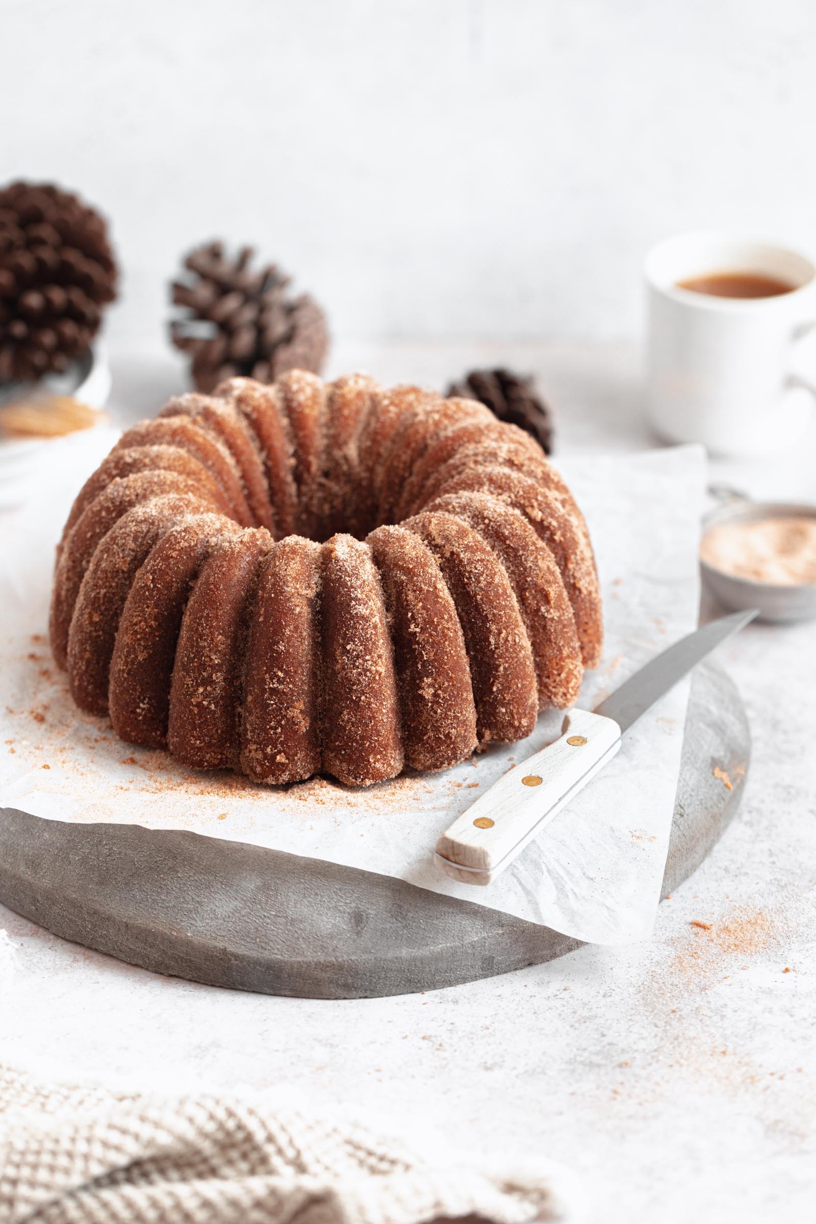 apple cider bundt cake with cinnamon sugar