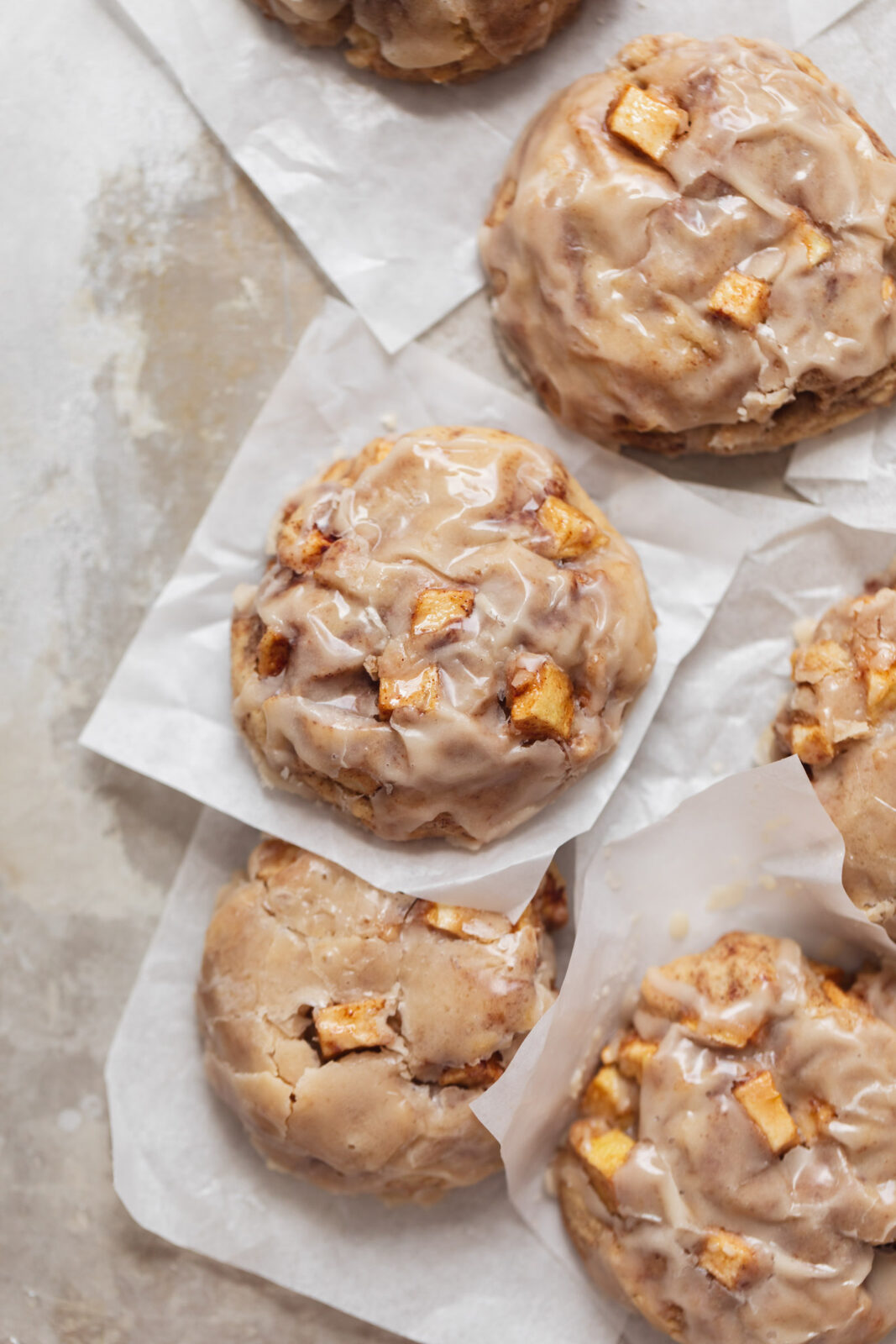 apple fritter cookies with maple glaze