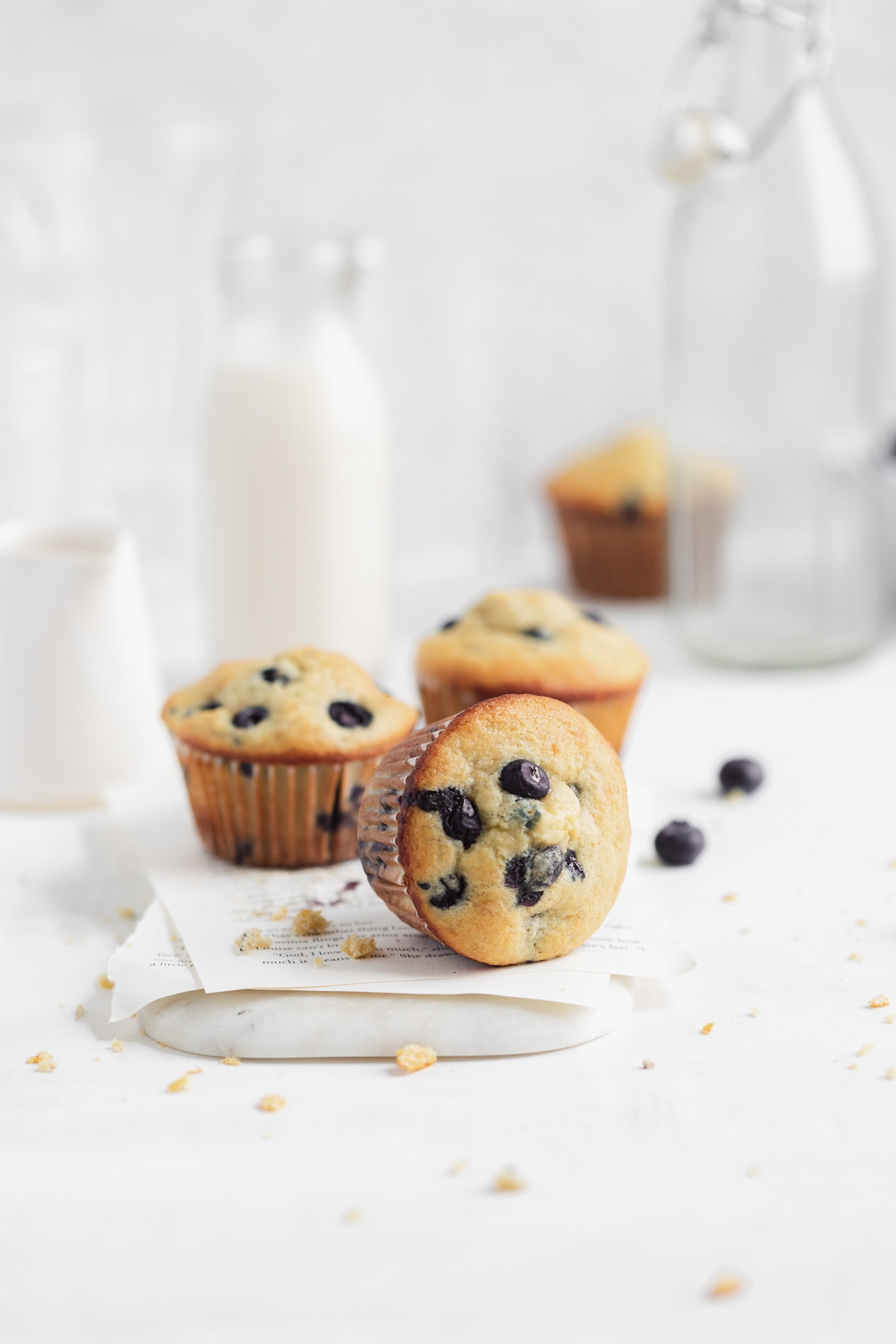 blueberry corn bread muffins with milk