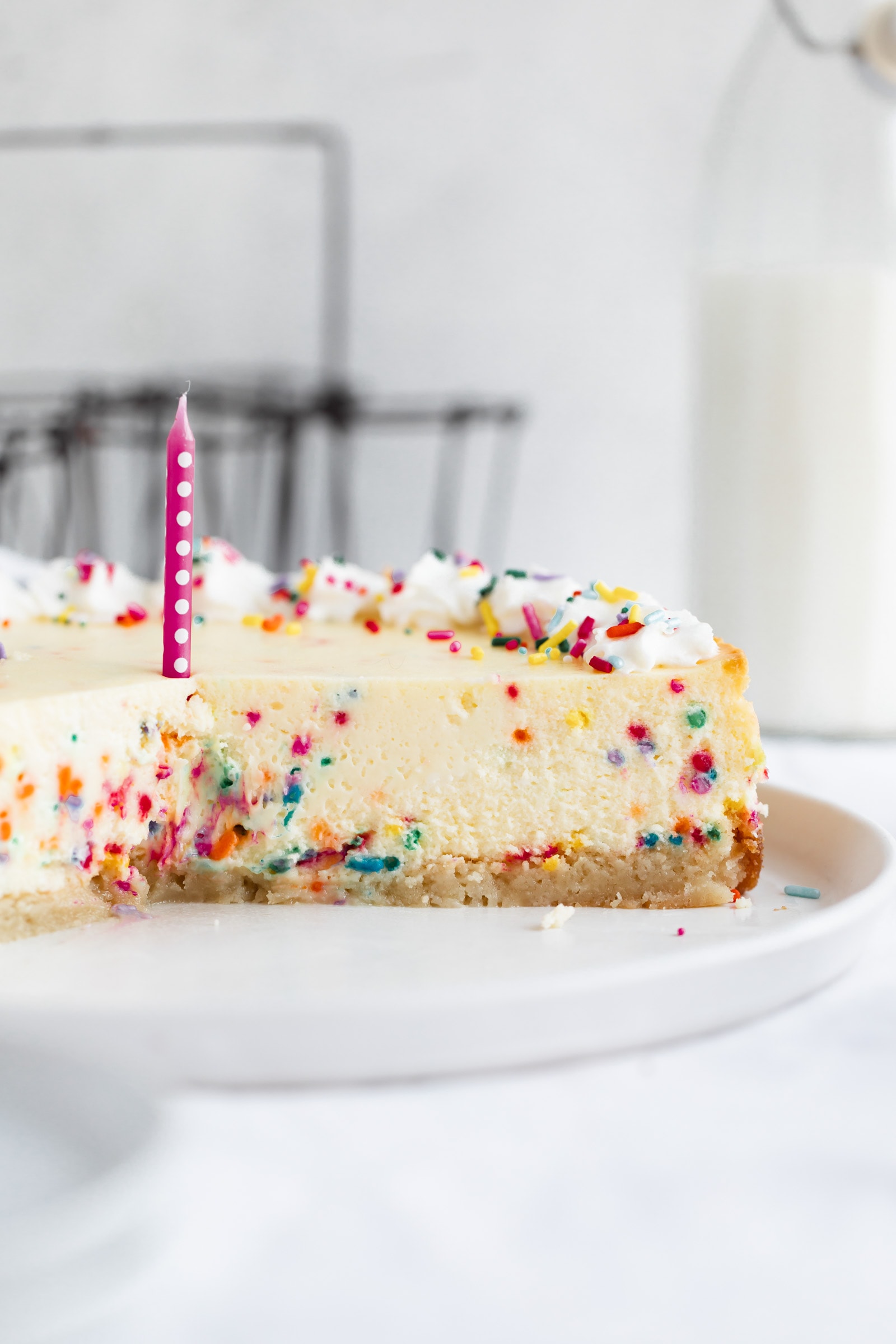 cross section of birthday cake cheesecake