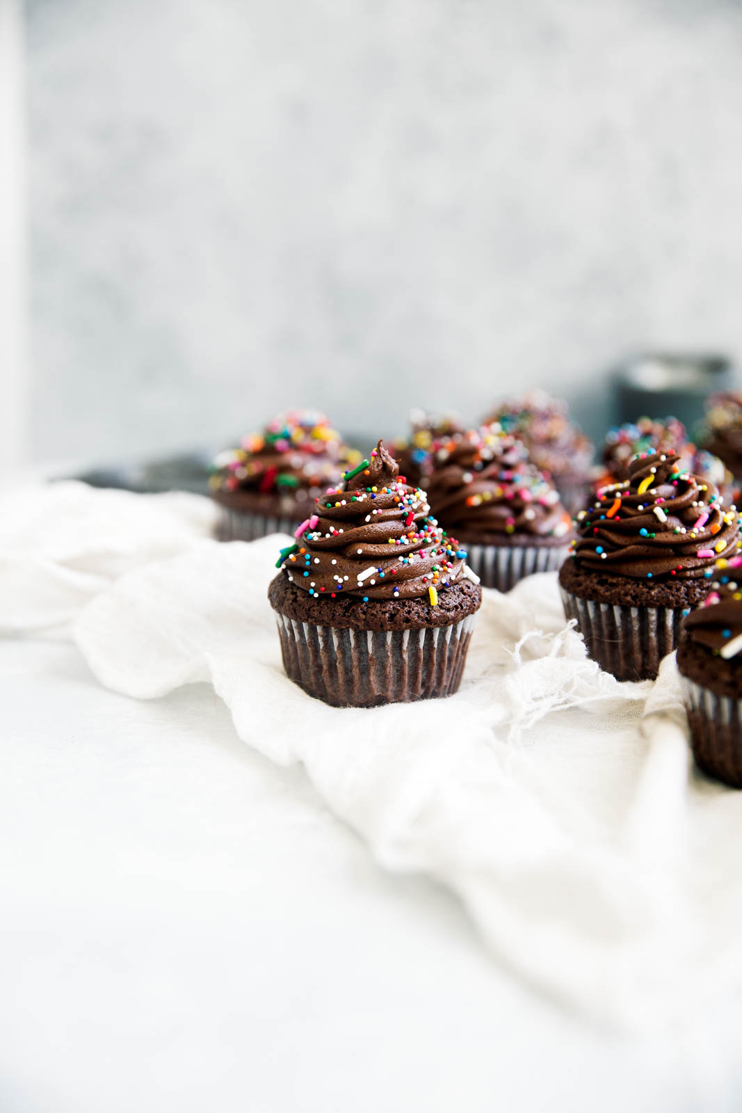 Chocolate Brownie Cupcakes on towel