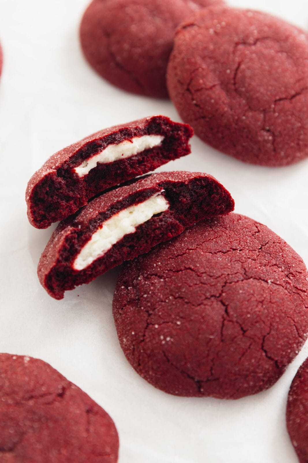 cheesecake stuffed red velvet cookies