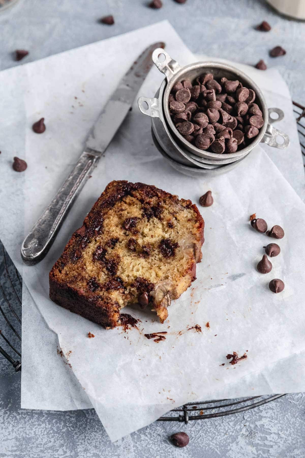 slice of chocolate chip banana bread