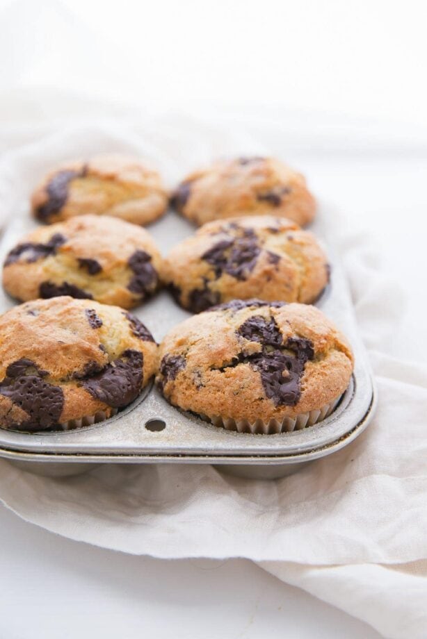 A bakery style muffin loaded with huge dark chocolate chunks!