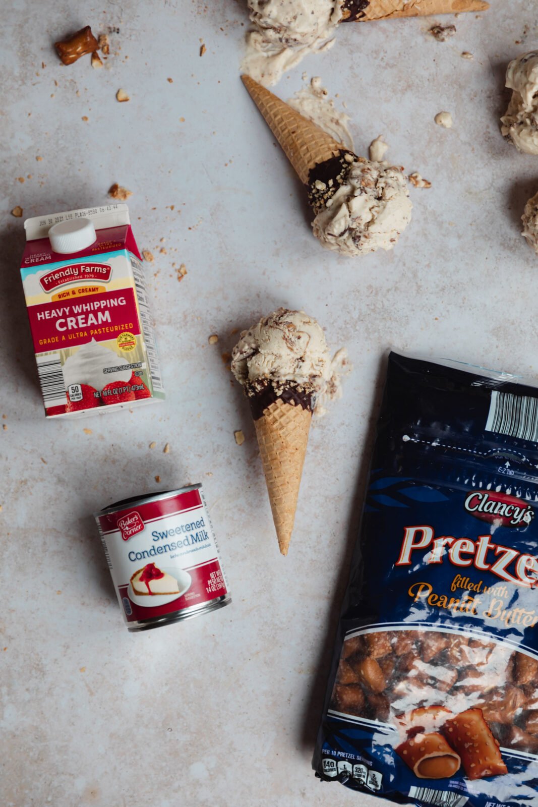 no churn peanut butter pretzel ice cream ingredients