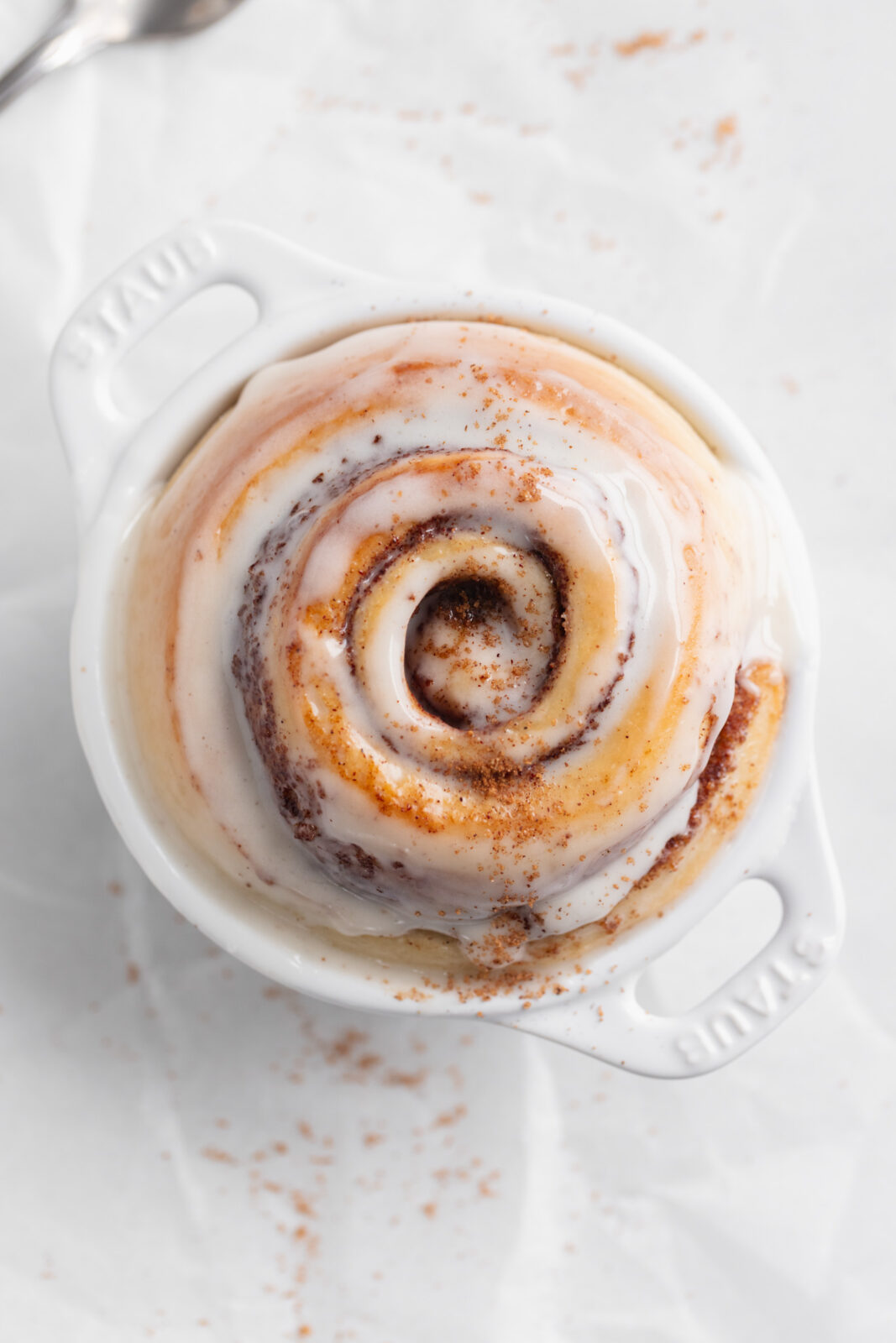 cinnamon roll for one with cream cheese glaze