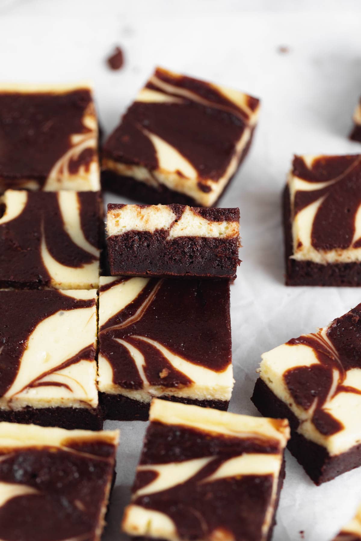 cheesecake brownies cut into squares