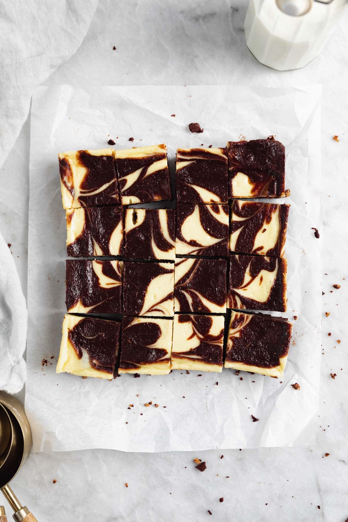 cream cheese brownies cut into squares