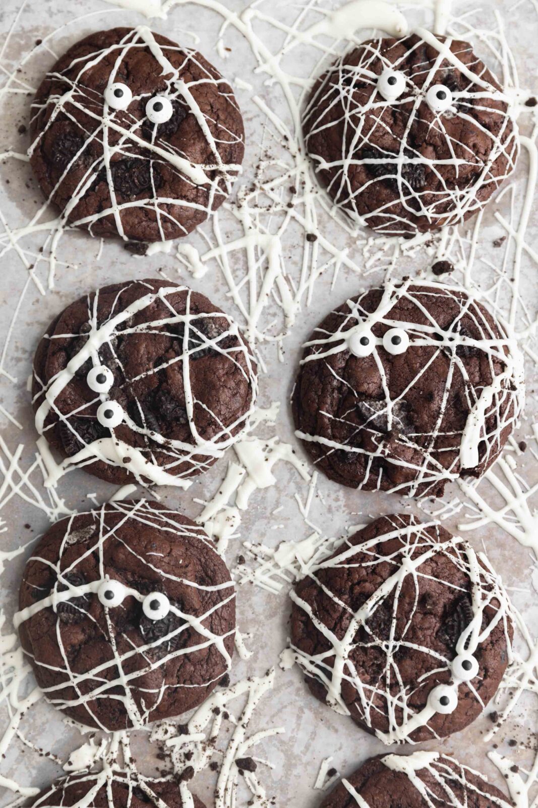double chocolate spiderweb cookies