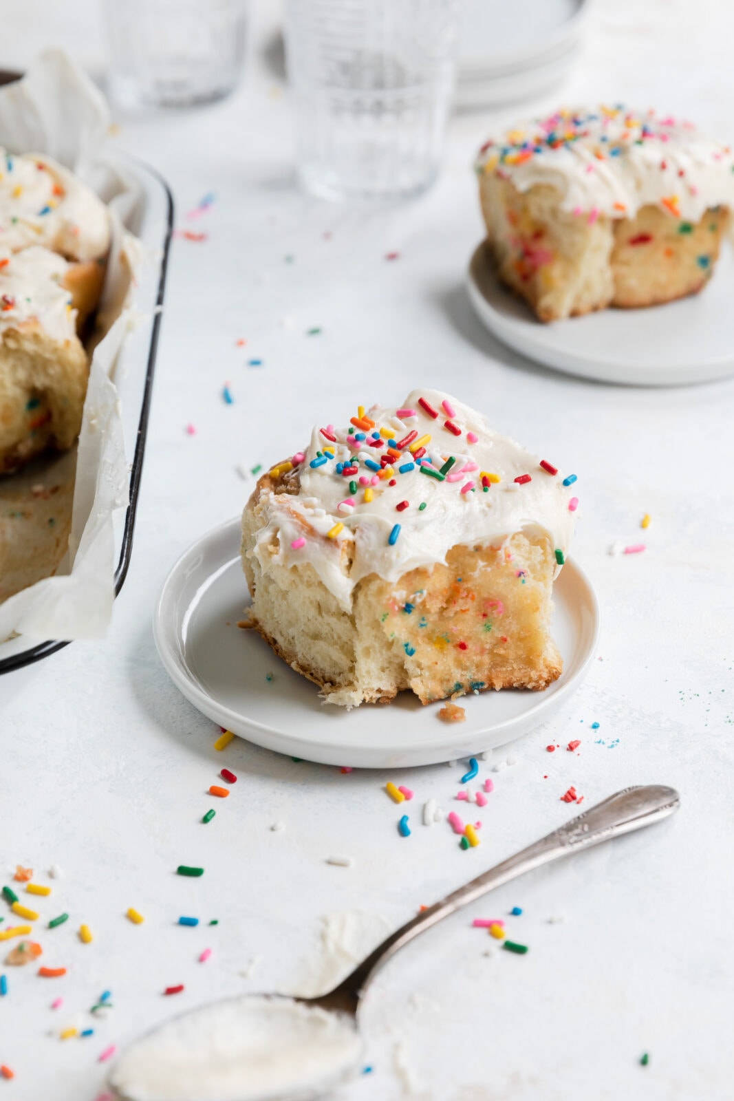 funfetti roll on a plate