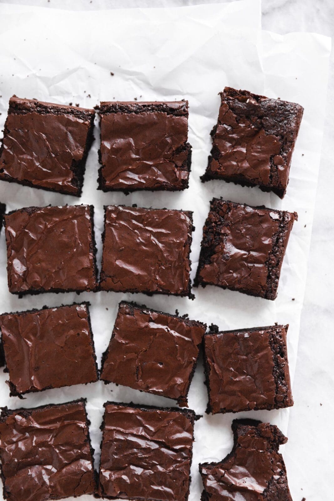 gluten free brownies on parchment paper