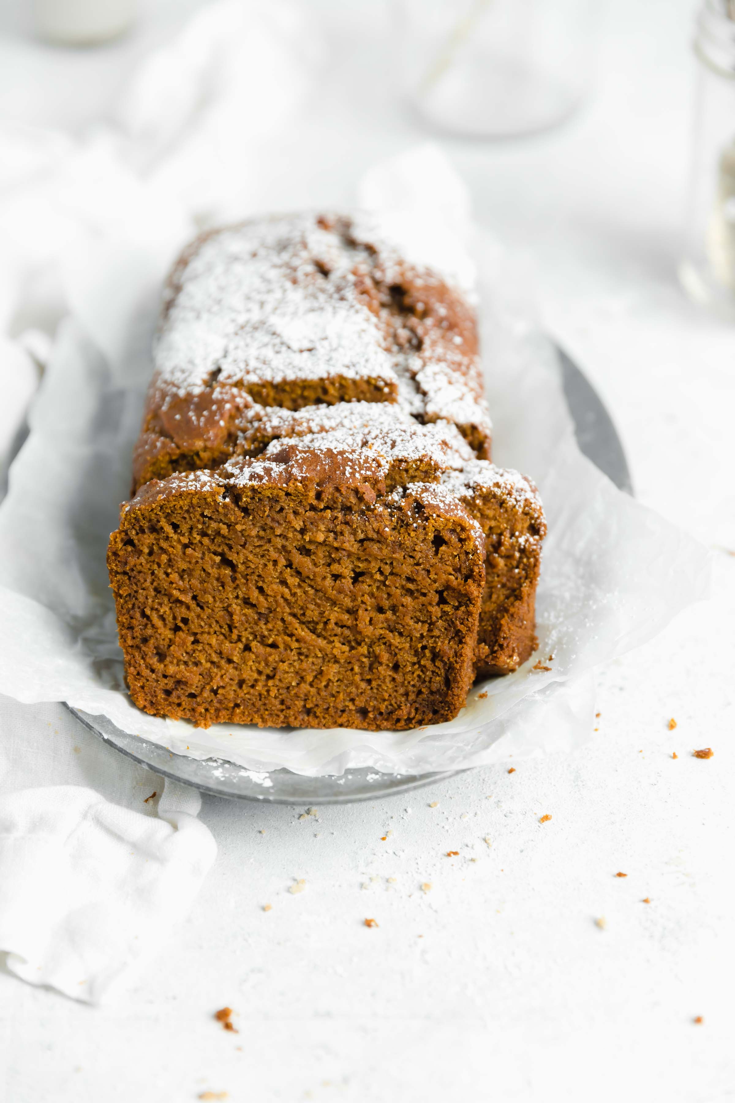 gluten free pumpkin bread loaf straight on