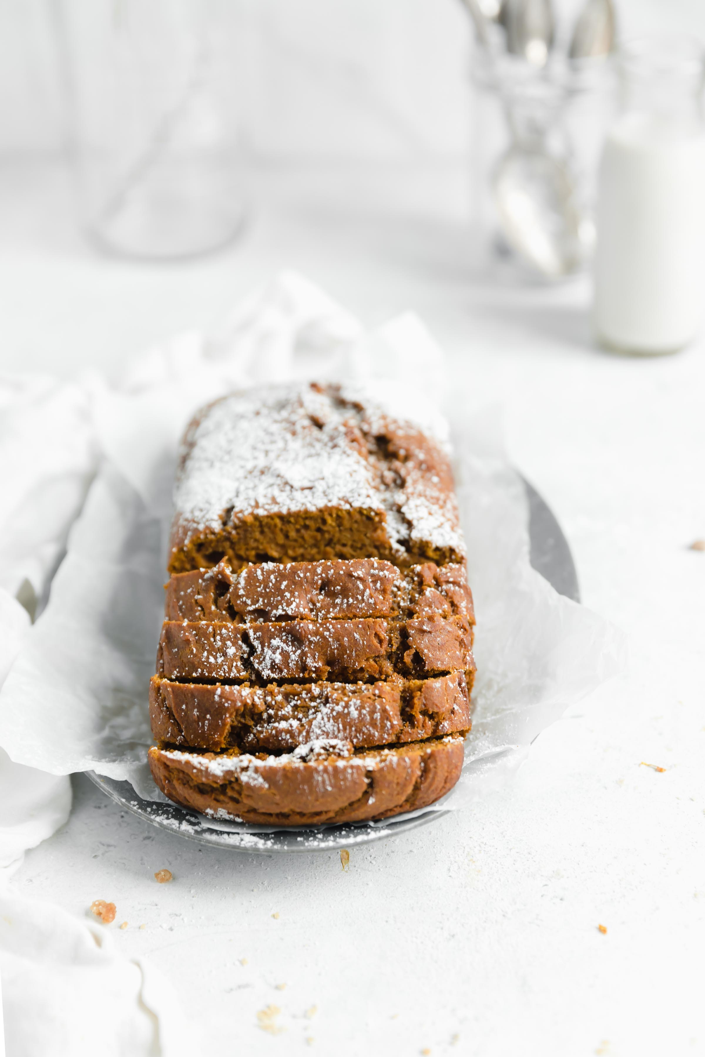 healthy pumpkin bread on a plate