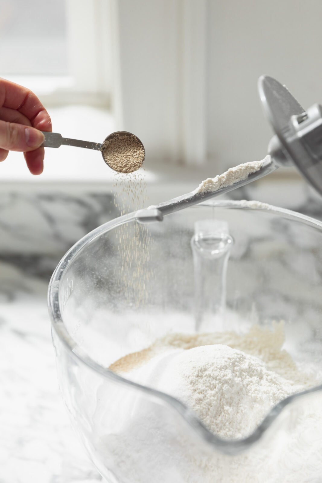 yeast going into bowl
