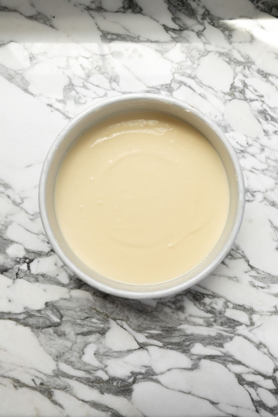 cheesecake batter in pan