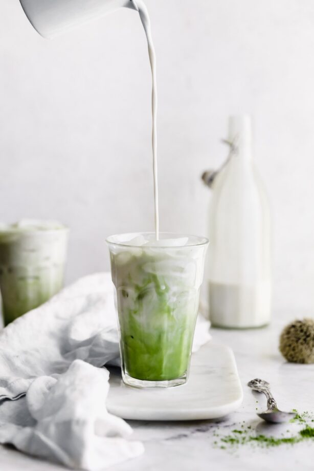 These insta-worthy White Chocolate Matcha Iced Lattes are the perfect afternoon pick-me-up. Power through the rest of the day with this sweet, green, caffeinated treat.