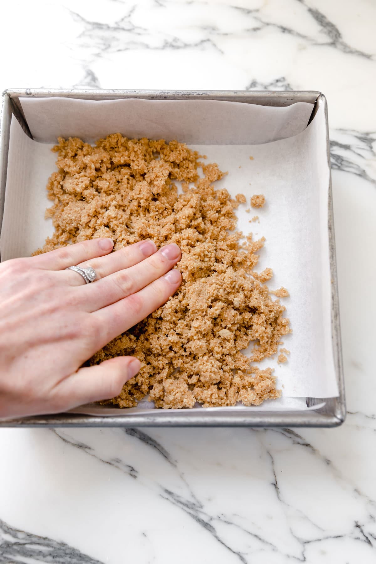 graham cracker crust in a pan