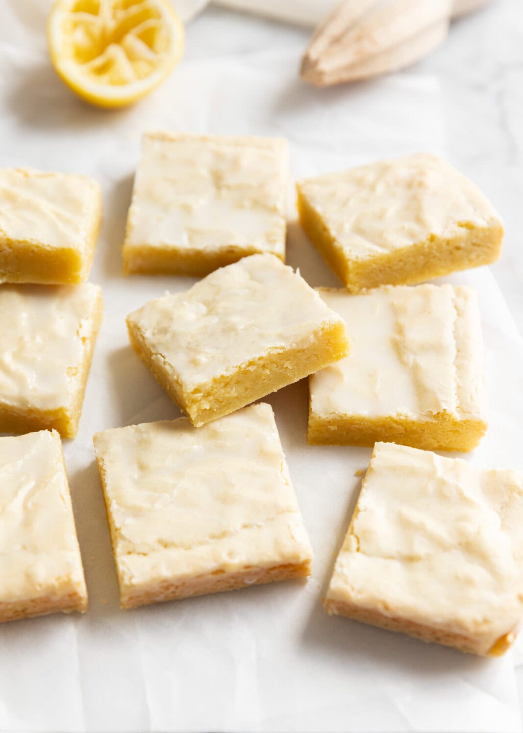 lemon brownies with lemon glaze