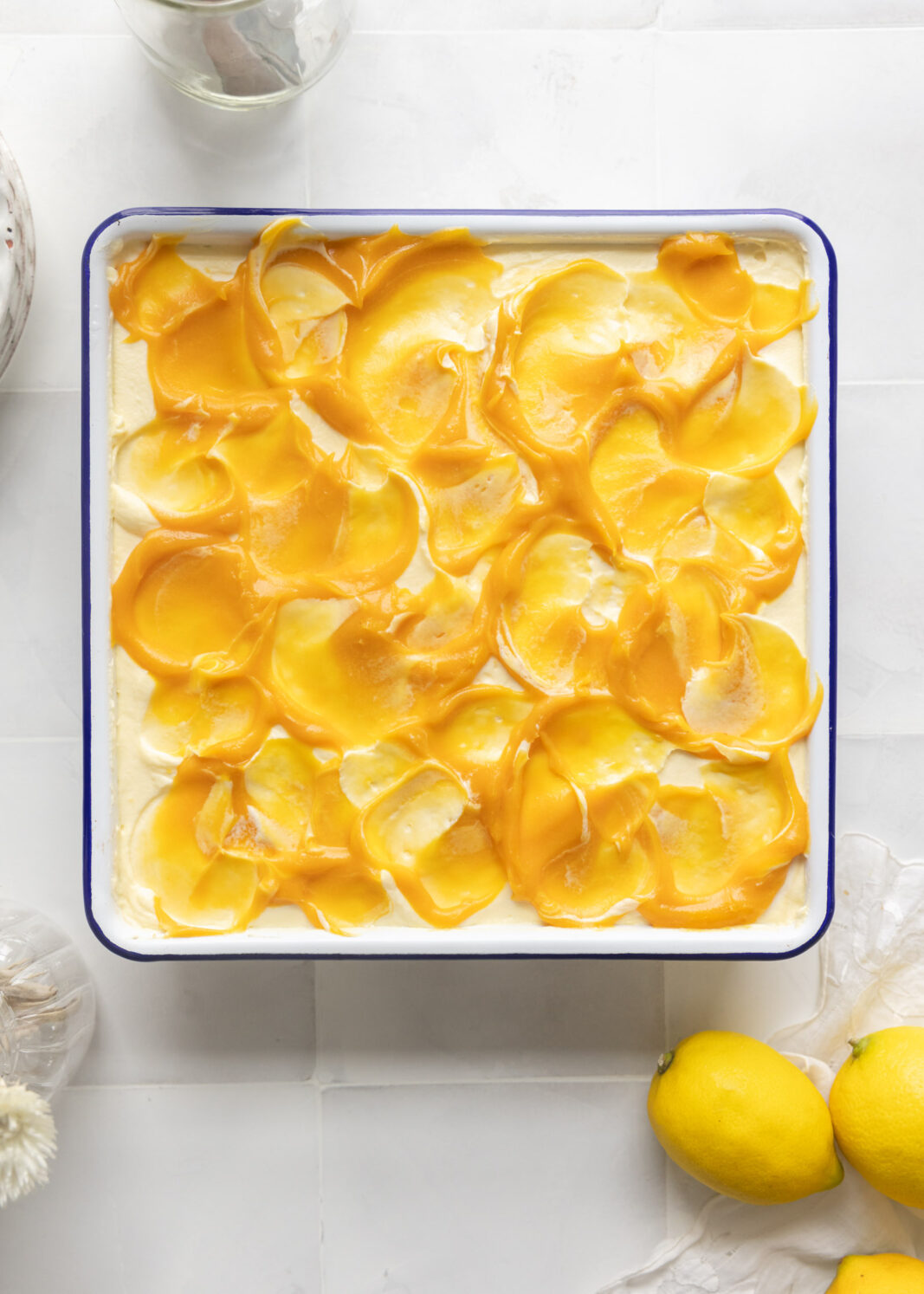 lemon tiramisu in a pan