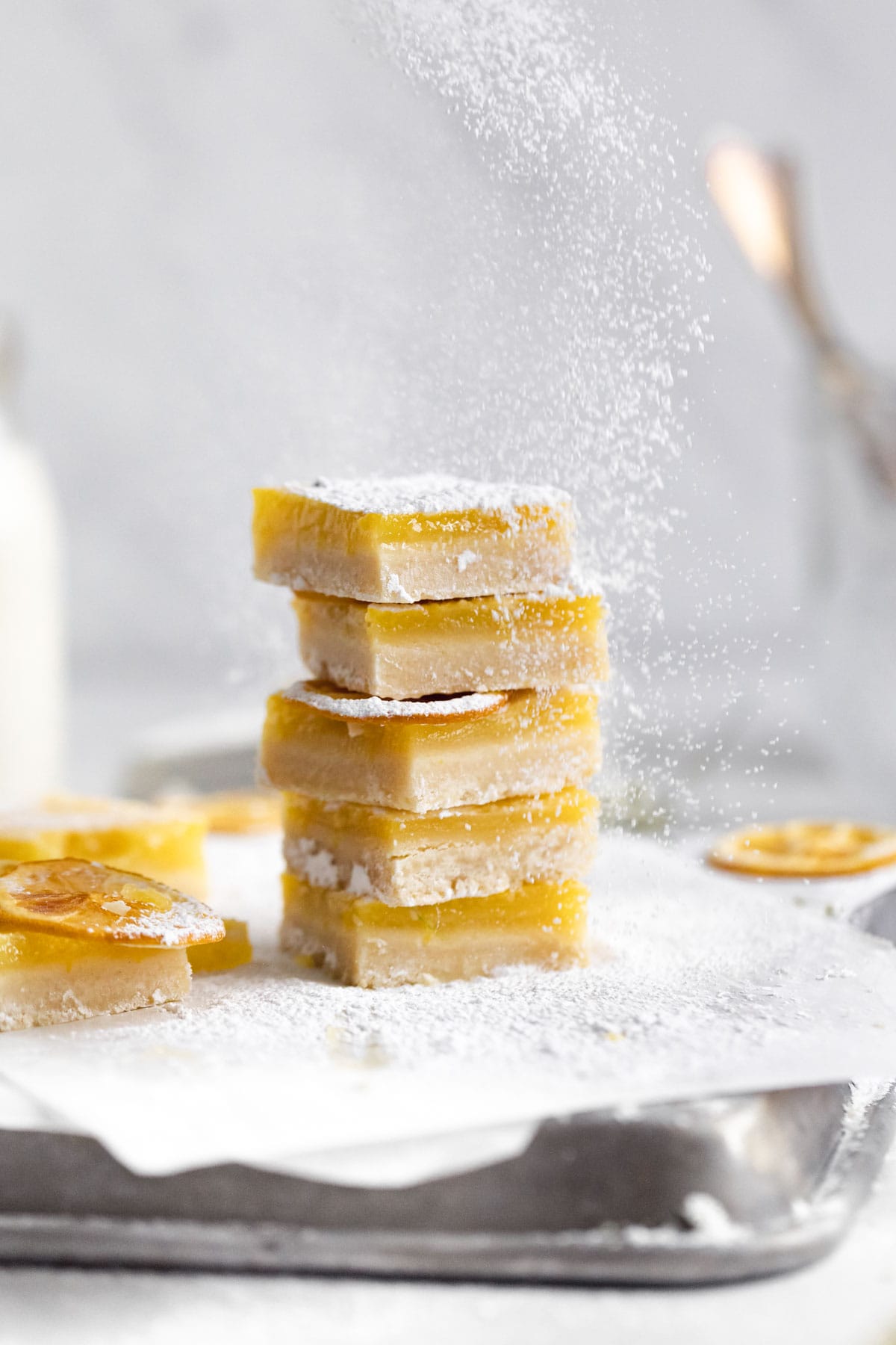 tangy lemon bars in a stack