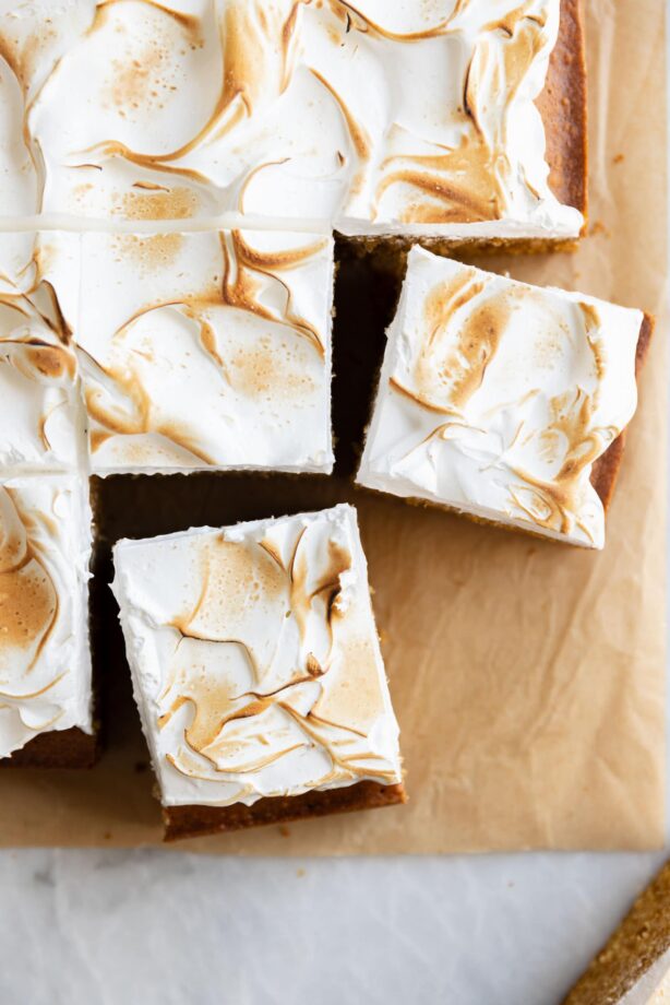 marshmallow frosted pumpkin sheetcake