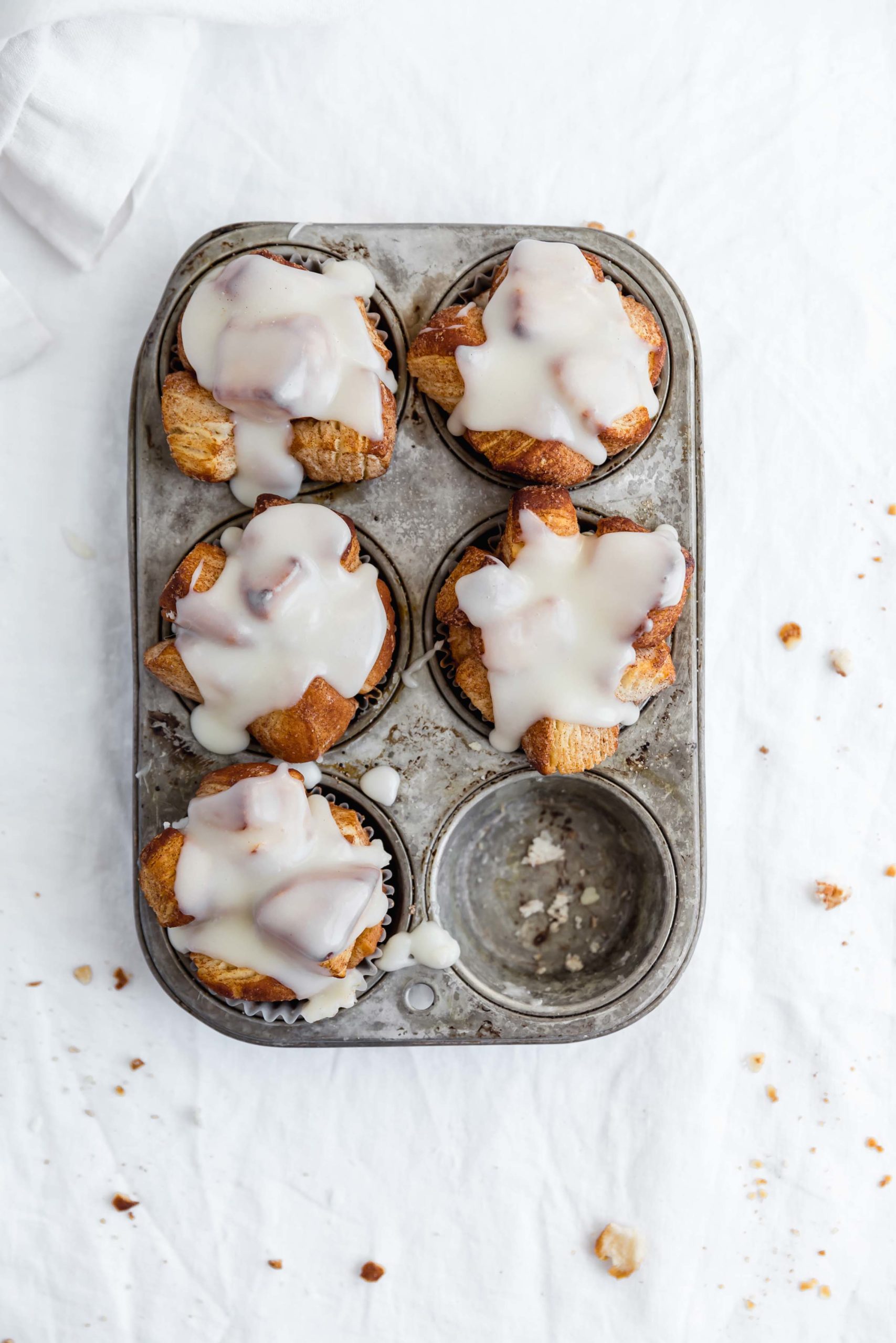 overhead shot of cinnamon sugar monkey bread muffins