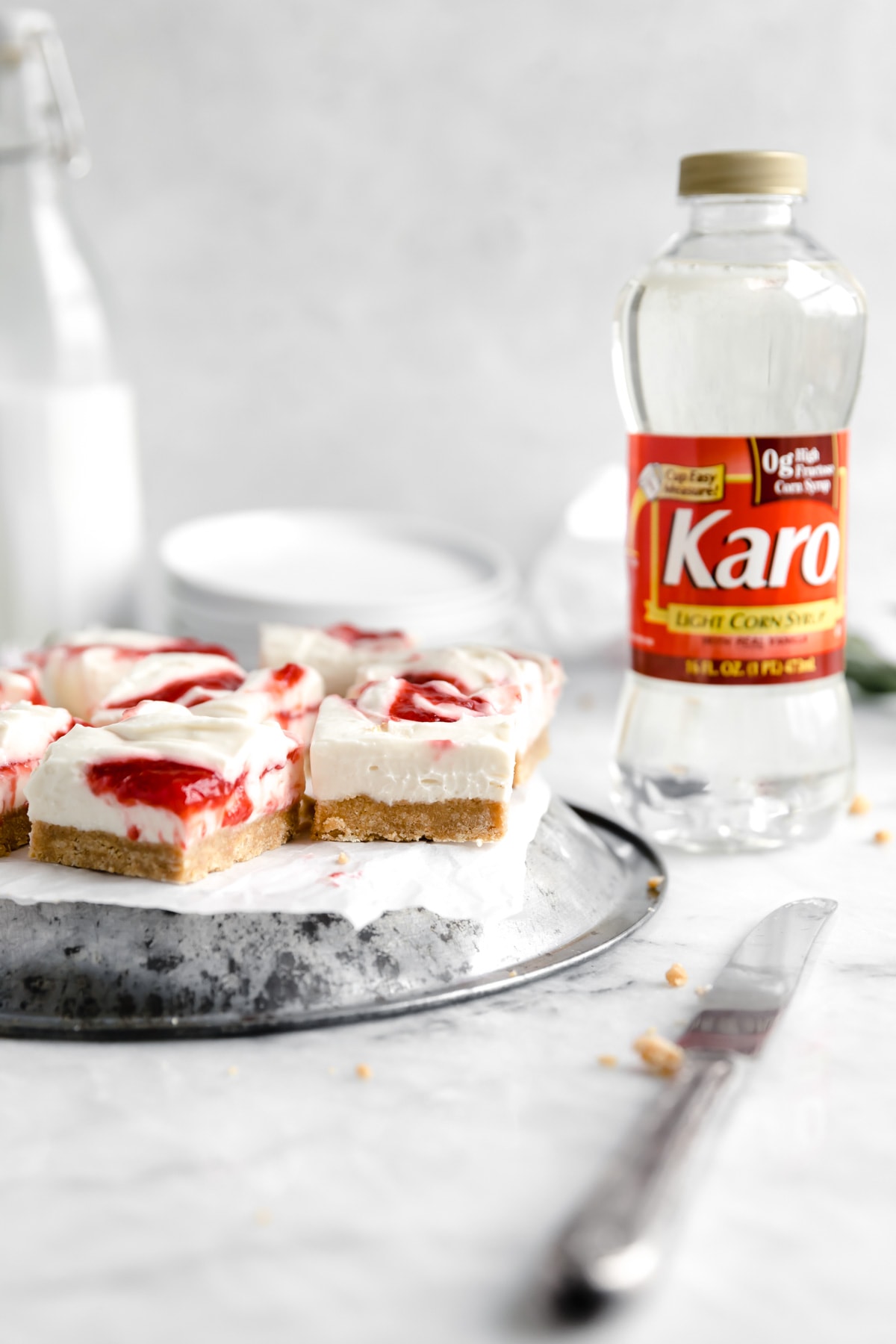 strawberry cheesecake bars with corn syrp