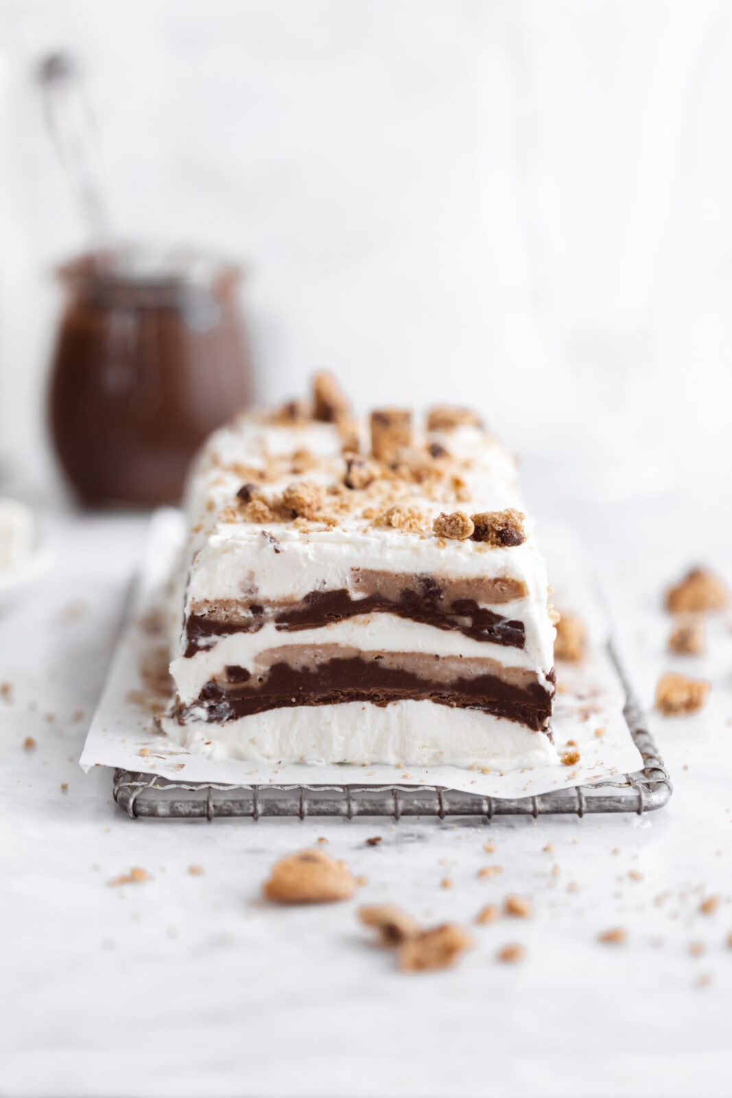 nutella chocolate chip cookie ice box cake