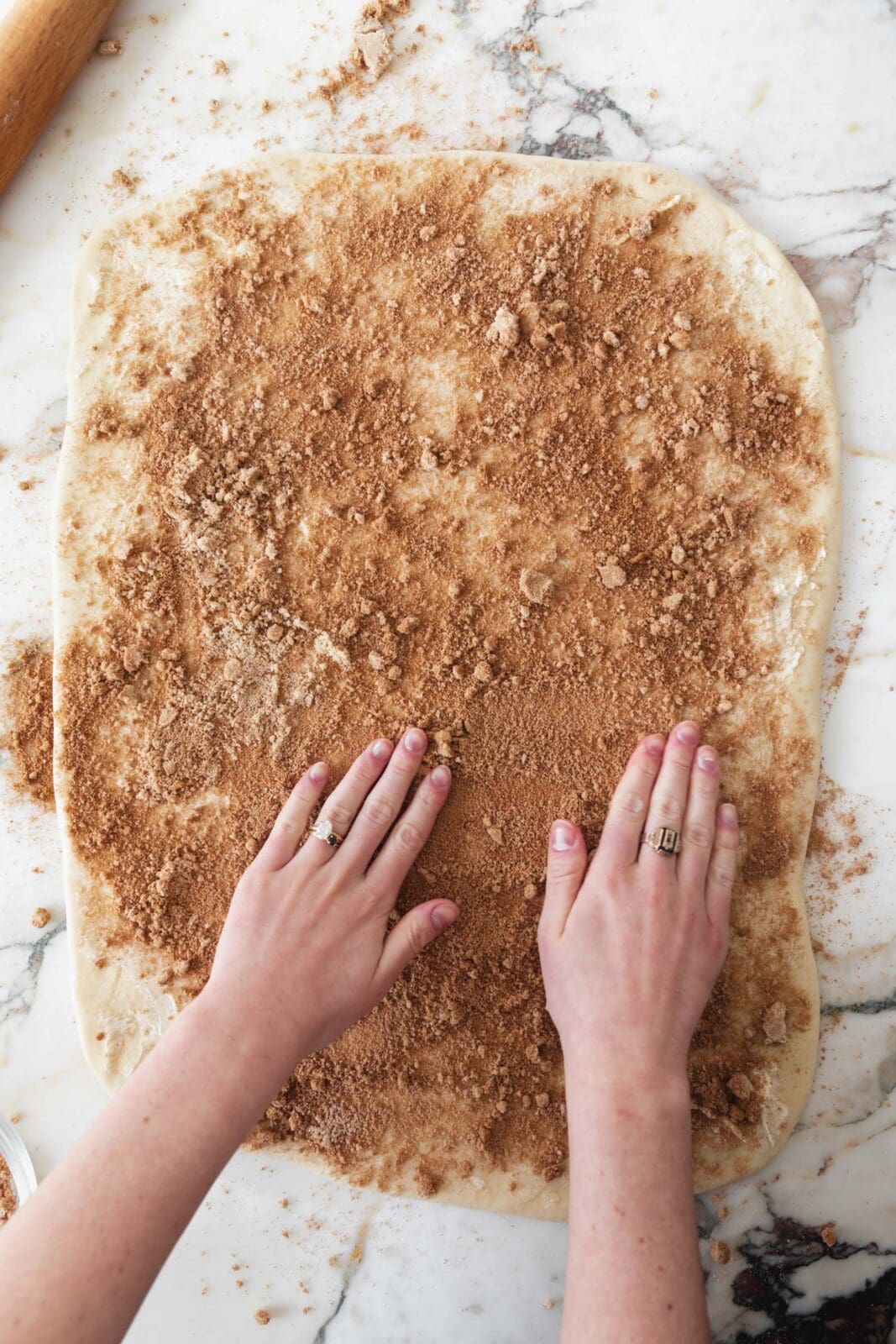 cinnamon roll dough with filling