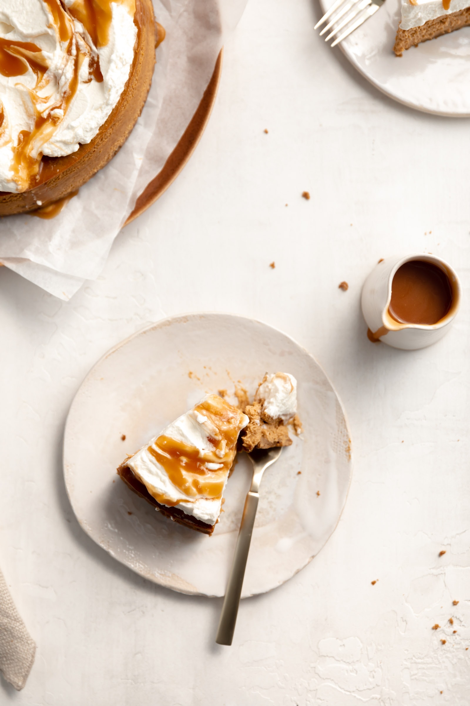pumpkin cheesecake slice on plate