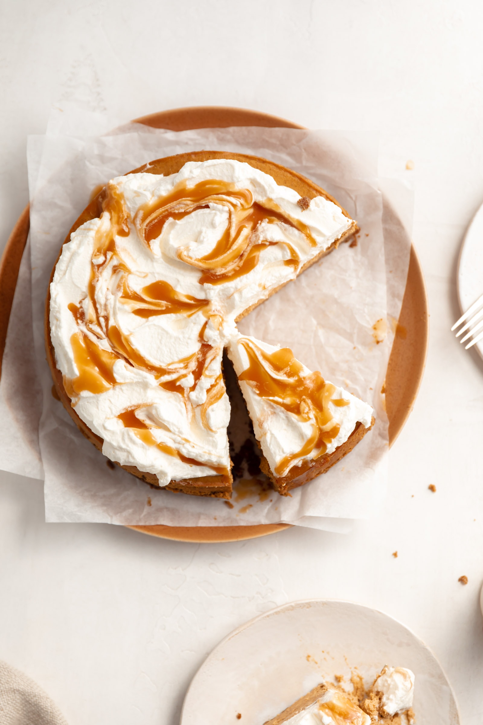 pumpkin cheesecake on a plate