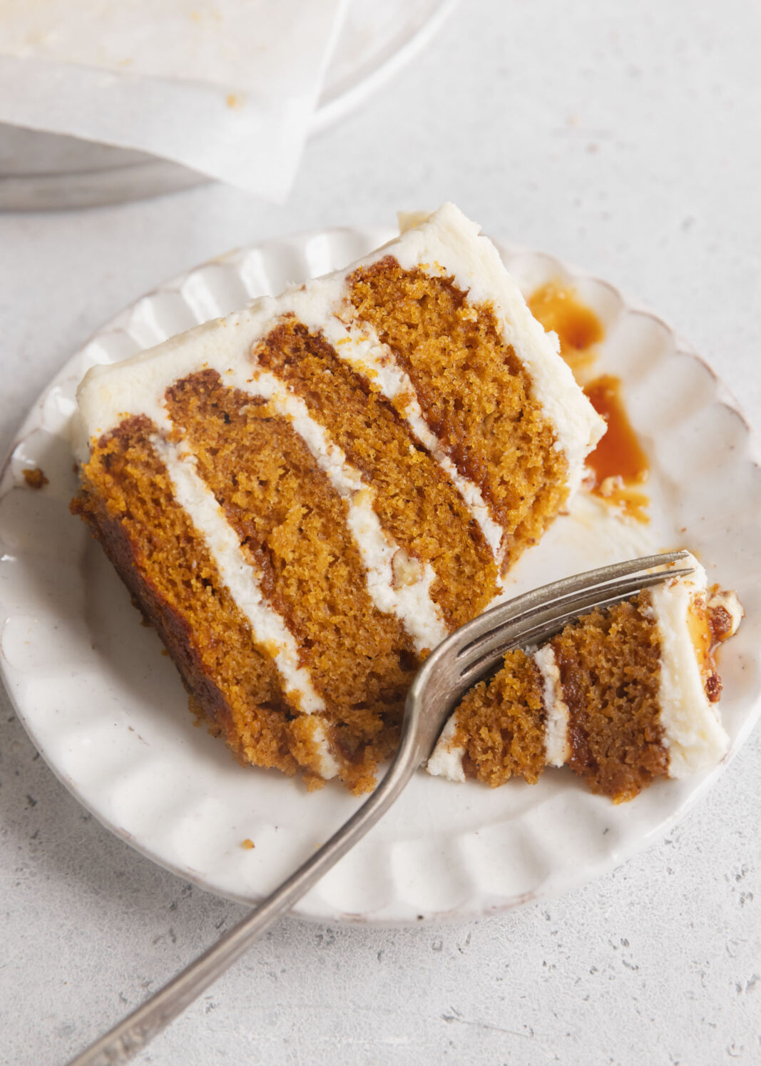 slice of pumpkin praline crunch cake