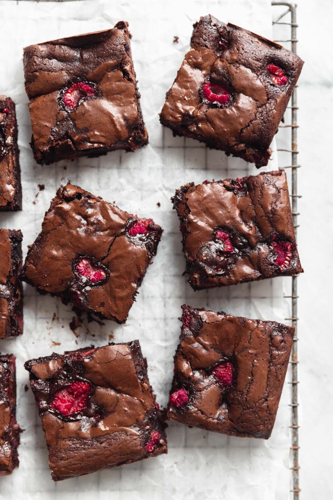raspberry brownies with fresh raspberries