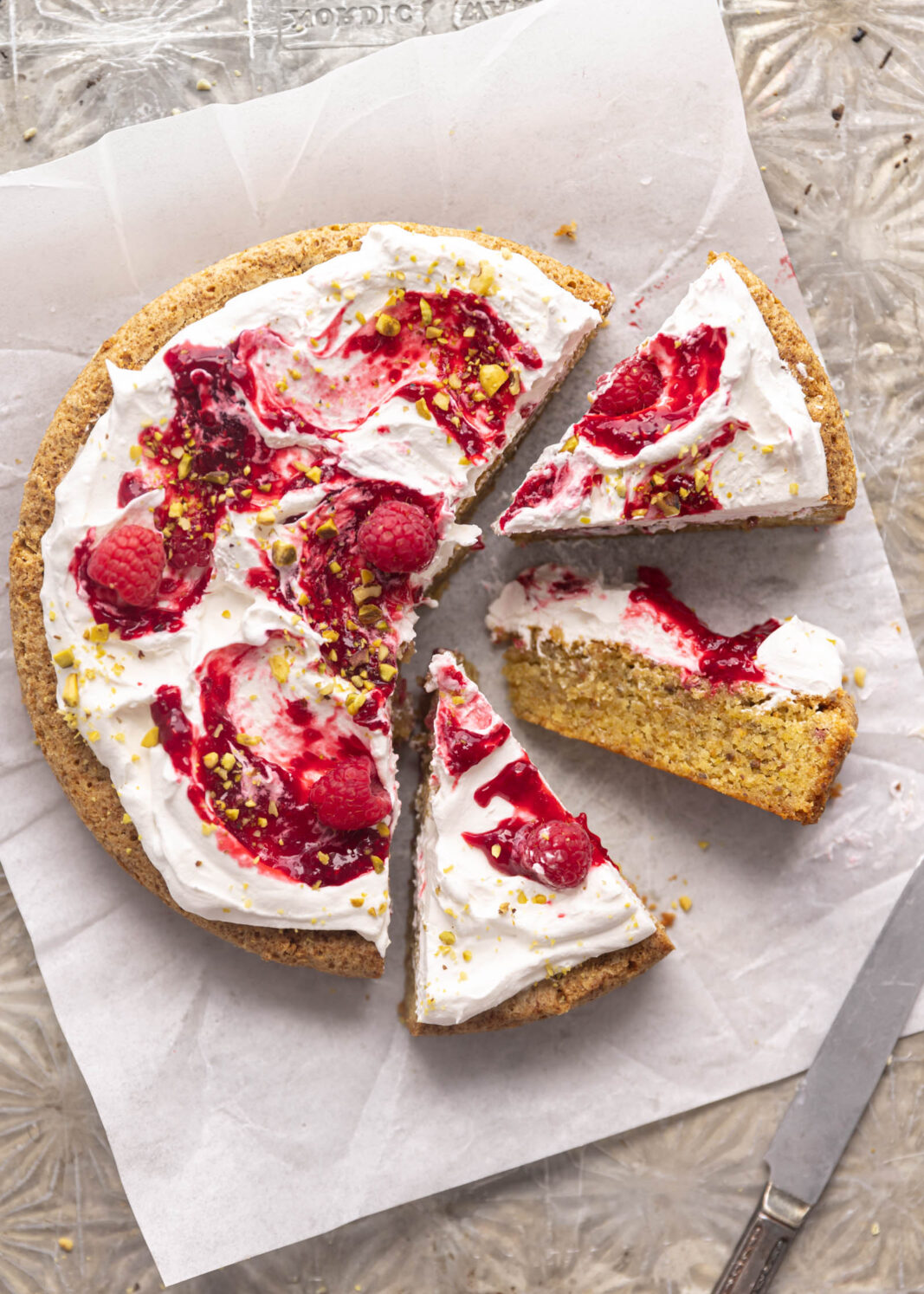 raspberry pistachio olive oil cake