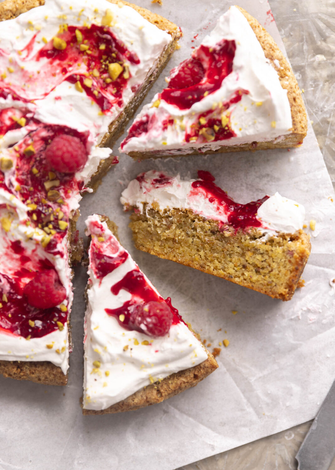 raspberry pistachio olive oil cake