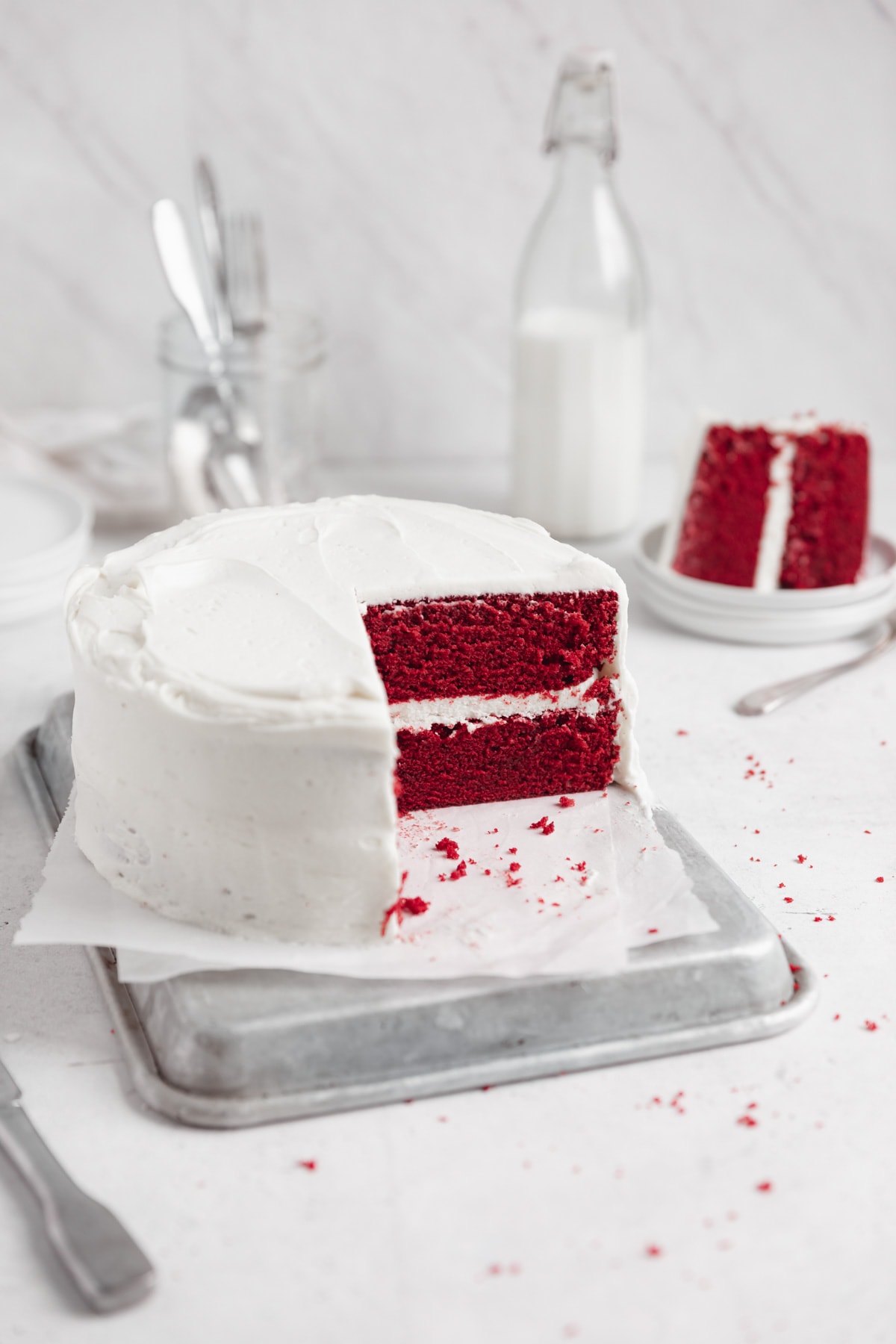 moist red velvet cake with cream cheese frosting