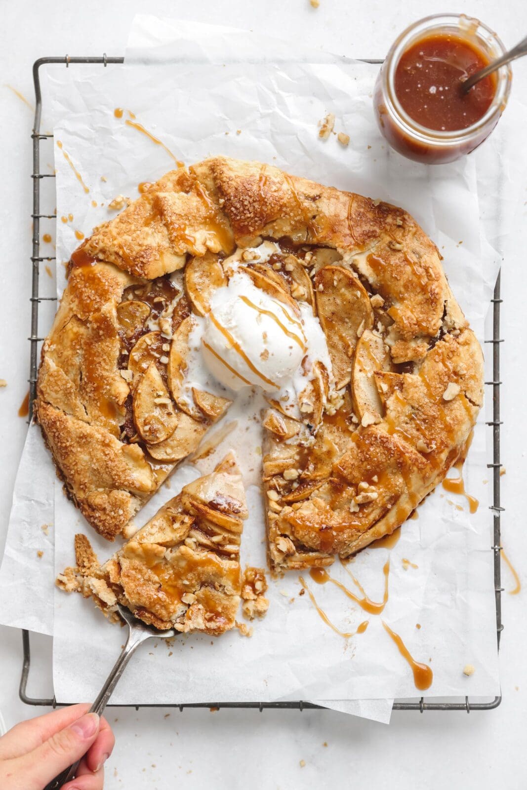 salted caramel apple galette slice