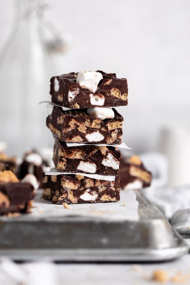 stack of no bake s'mores bars
