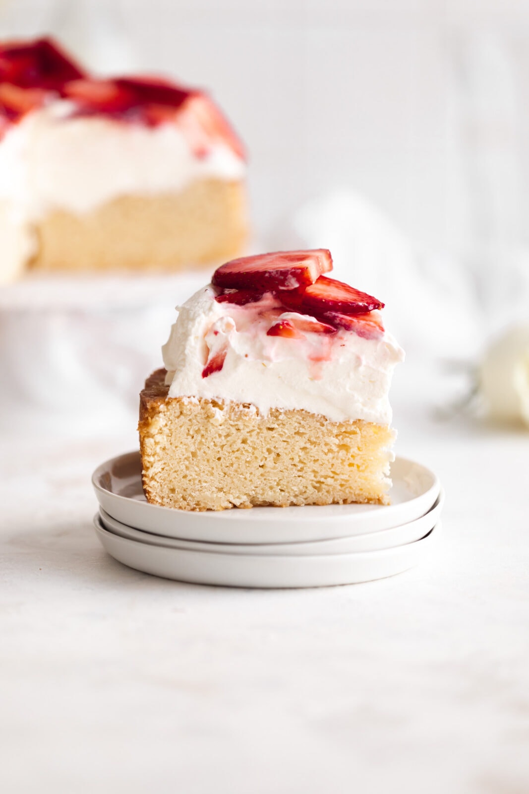 slice of strawberry short cake