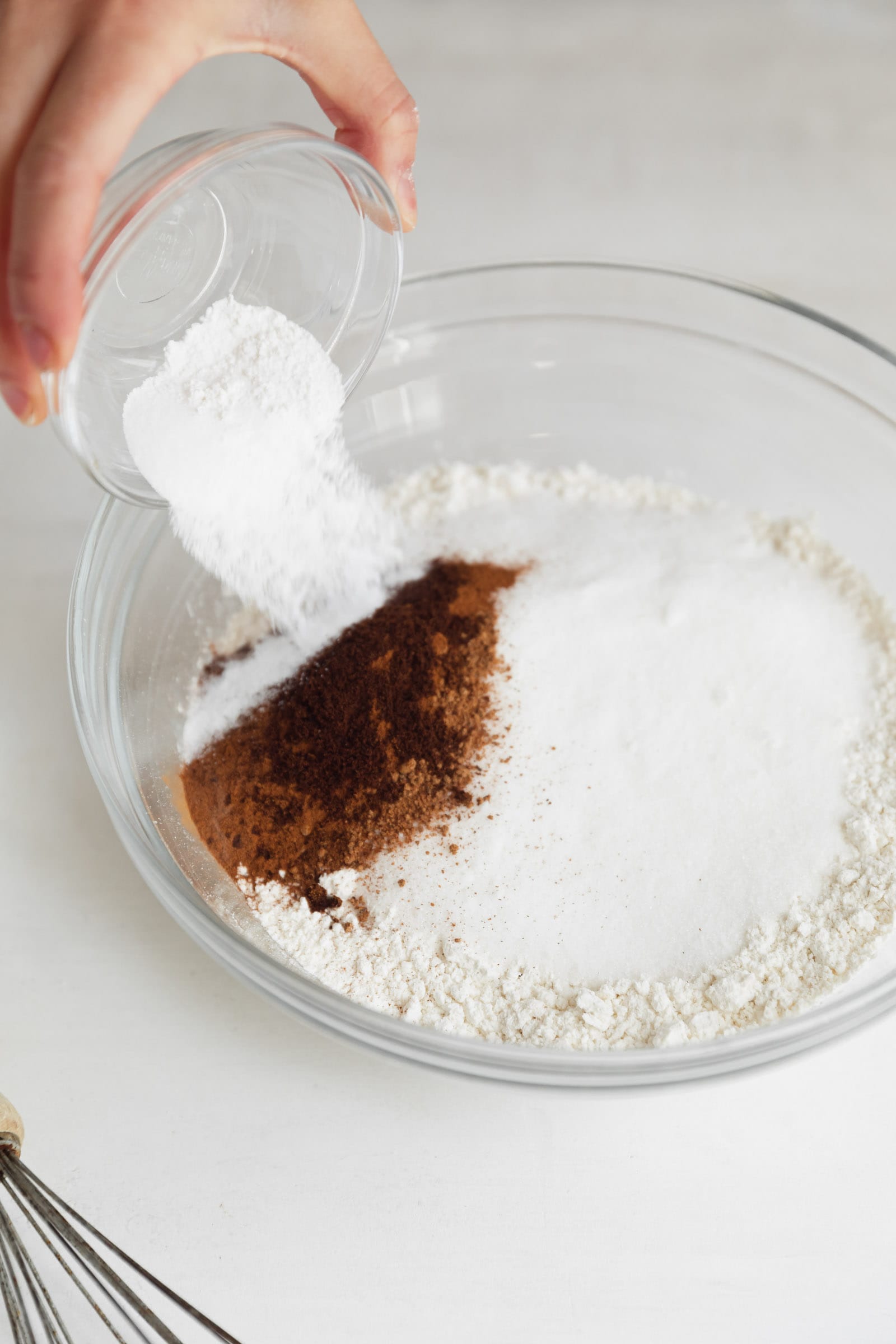 baking soda going into a bowl